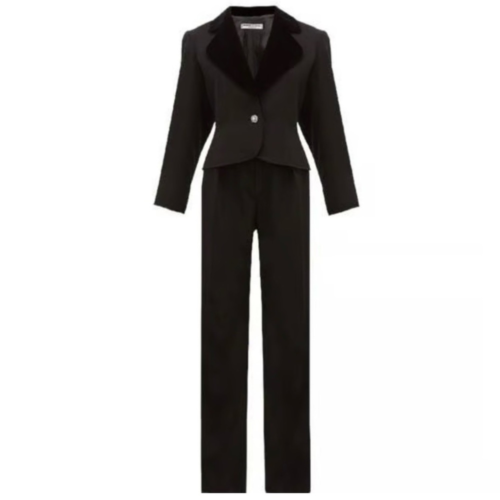 Yves Saint Laurent Rive Gauche 1980 Le Smoking Tux Velvet Wool Suit-38 fits 2/4